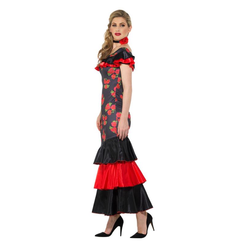 Flamenco Lady Costume Black and Red Dress with Choker 1