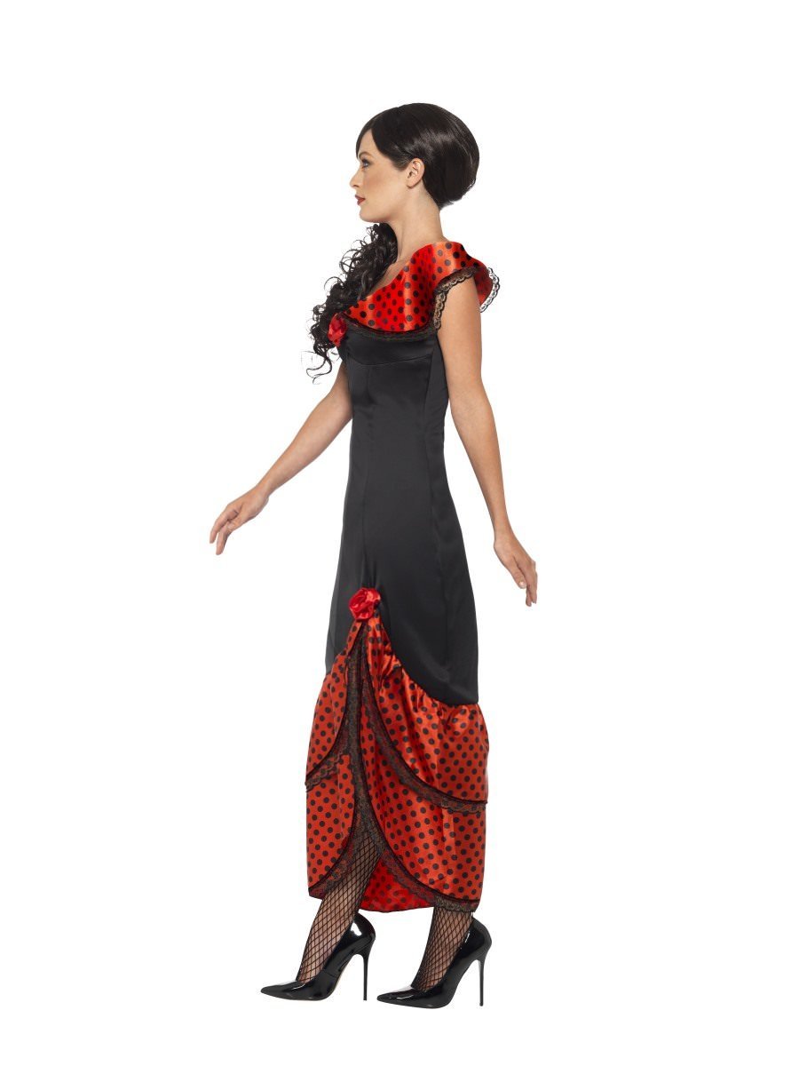 Flamenco Senorita Costume Adult Black Dress with Headpiece 2