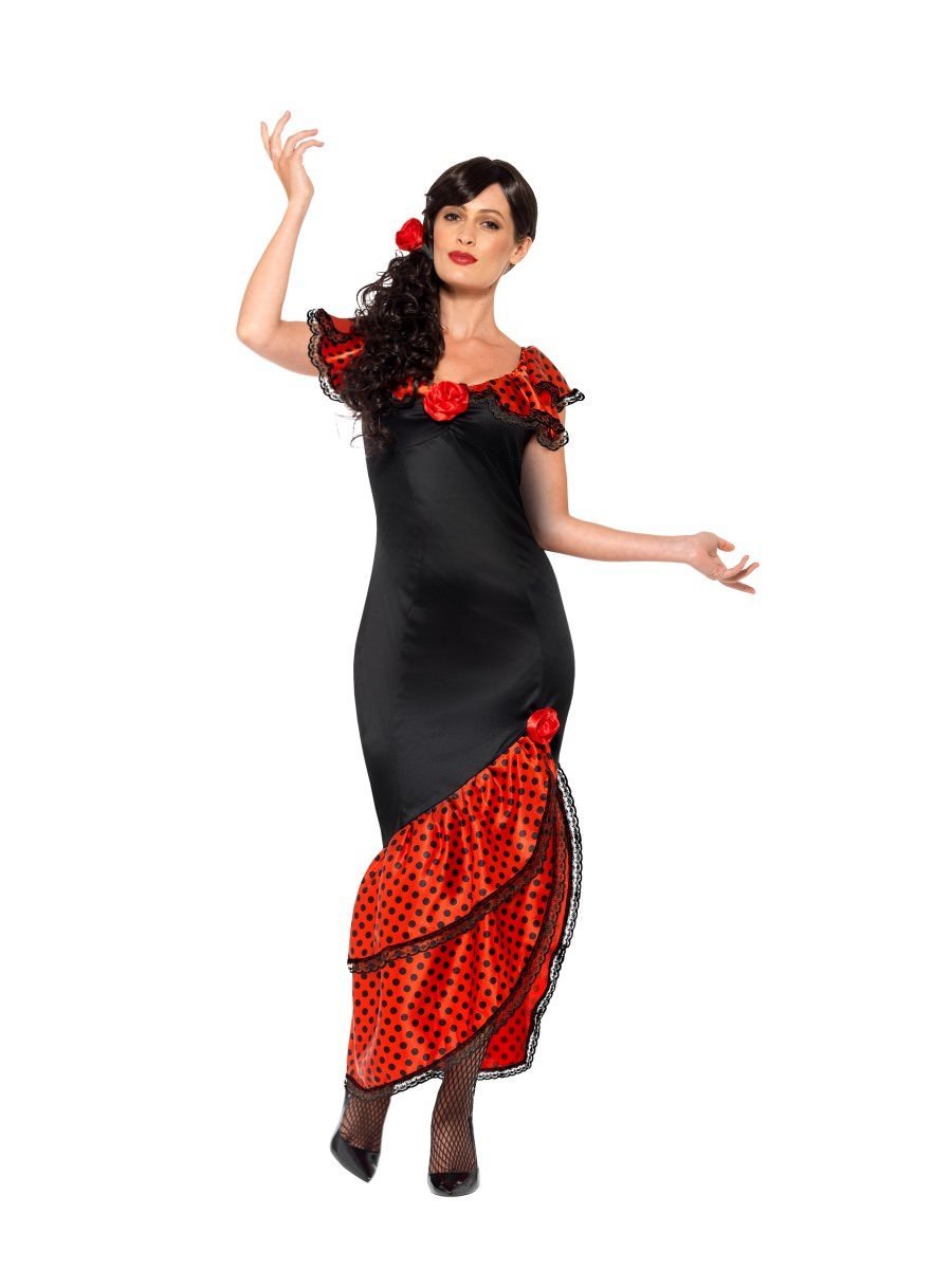 Flamenco Senorita Costume Adult Black Dress Headpiece_4