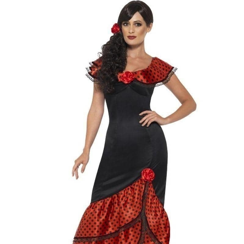 Flamenco Senorita Costume Adult Black Dress Headpiece_1