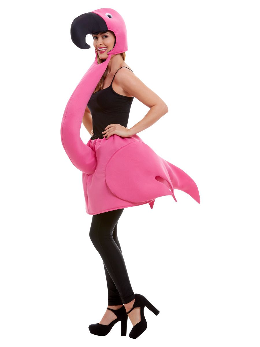Flamingo Costume Adult One Piece Padded Body with Attached Neck and Hood 1