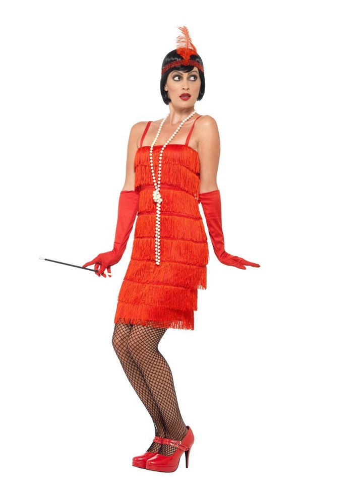Flapper Costume Adult Red Short Dress_5