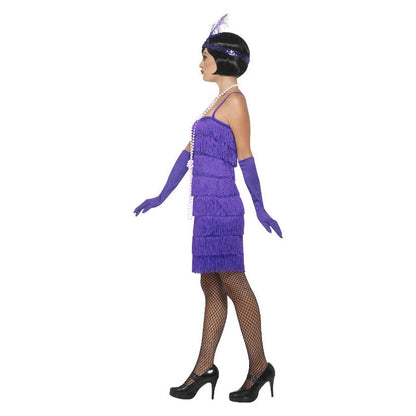 Flapper Dress Costume Adult Short Purple Dress Feather Headband and Long Gloves 2