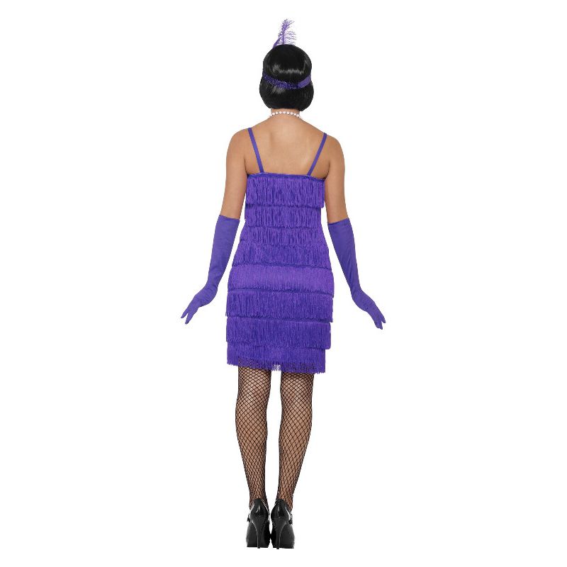 Flapper Dress Costume Adult Short Purple Dress Feather Headband and Long Gloves 3