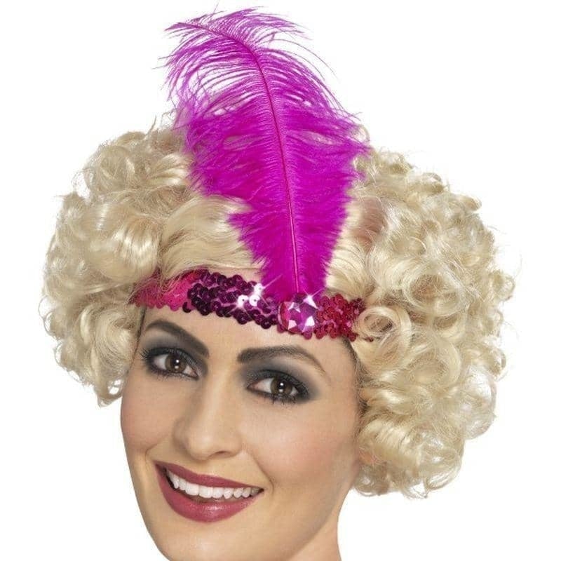 Flapper Headband Pink Sequin Adult 1920s Costume Accessory 2