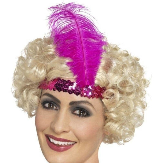 Flapper Headband Pink Sequin Adult 1920s Costume Accessory 2
