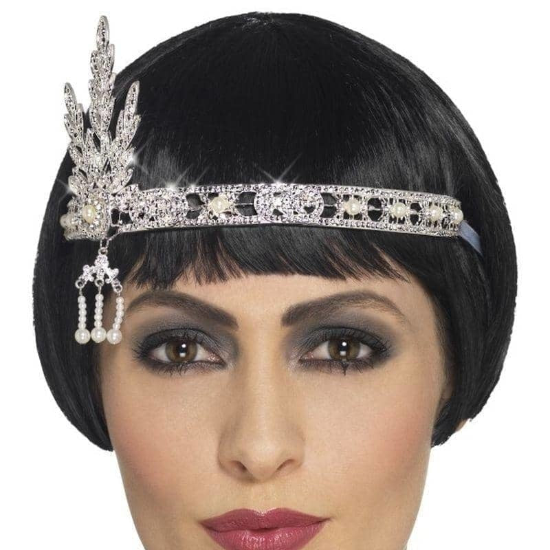 Flapper Jewel Headband Silver Adult Costume Accessory 2