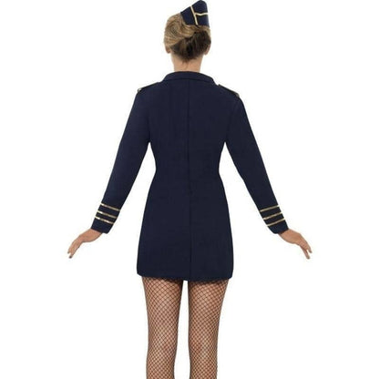 Flight Attendant Costume Adult Blue Dress Hat 2