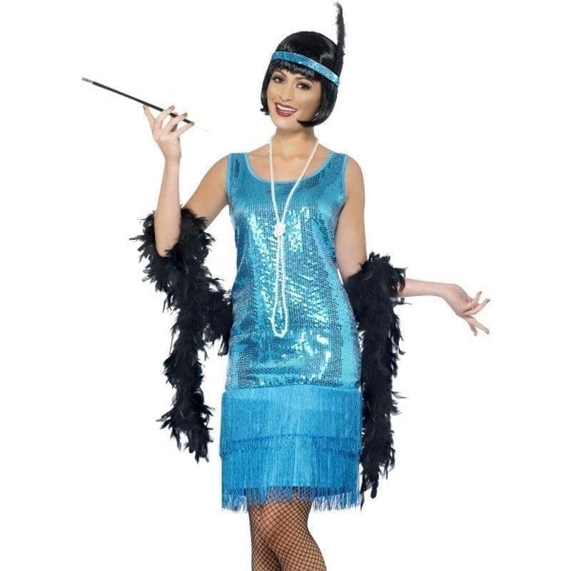 Flirty Flapper Costume Adult Blue_1