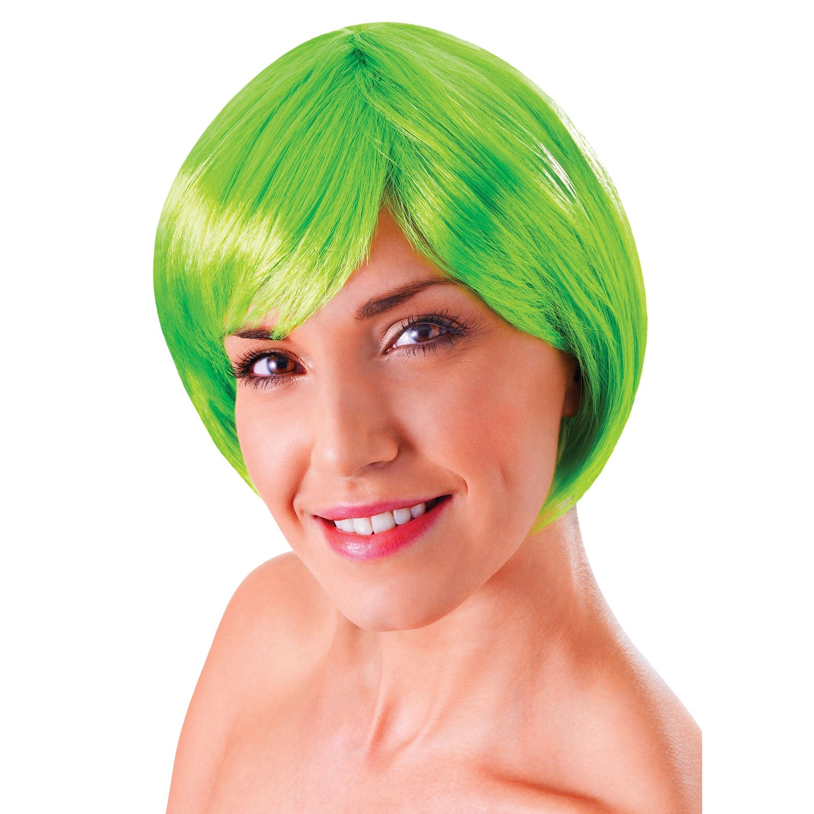 Flirty Flick Neon Green Wig 1