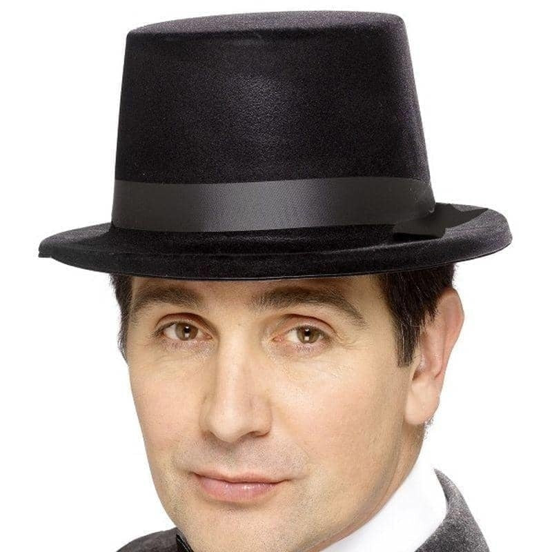 Flocked Topper Hat Adult Black Mock Felt Historical Costume Accessory 2