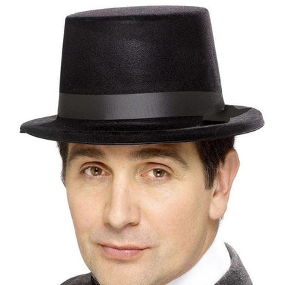 Flocked Topper Hat Adult Black Mock Felt Historical Costume Accessory 2