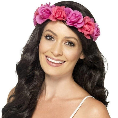 Floral Headband Adult Two Tone Pink Roses 1