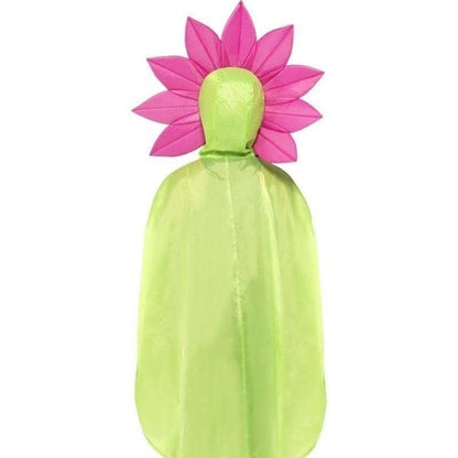 Flower Party Poncho Adult Green Pink 3
