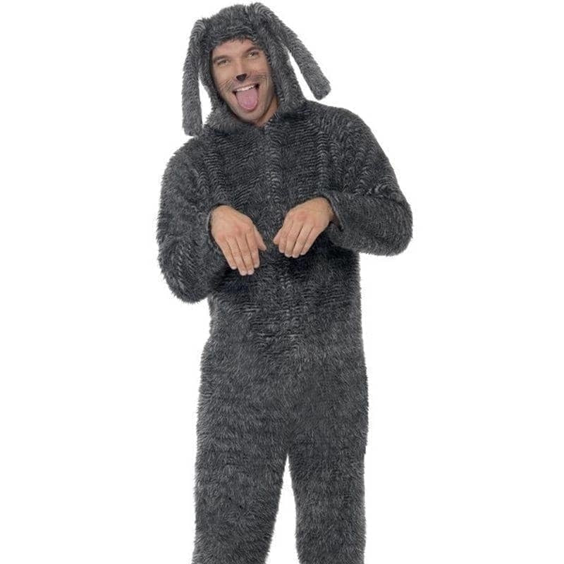 Fluffy Dog Costume Adult Grey Onesie 1