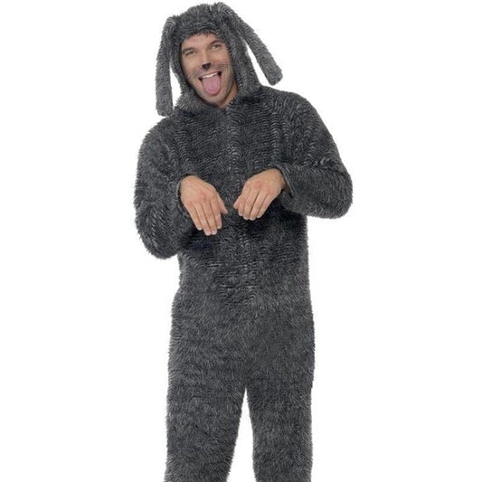 Fluffy Dog Costume Adult Grey Onesie 1