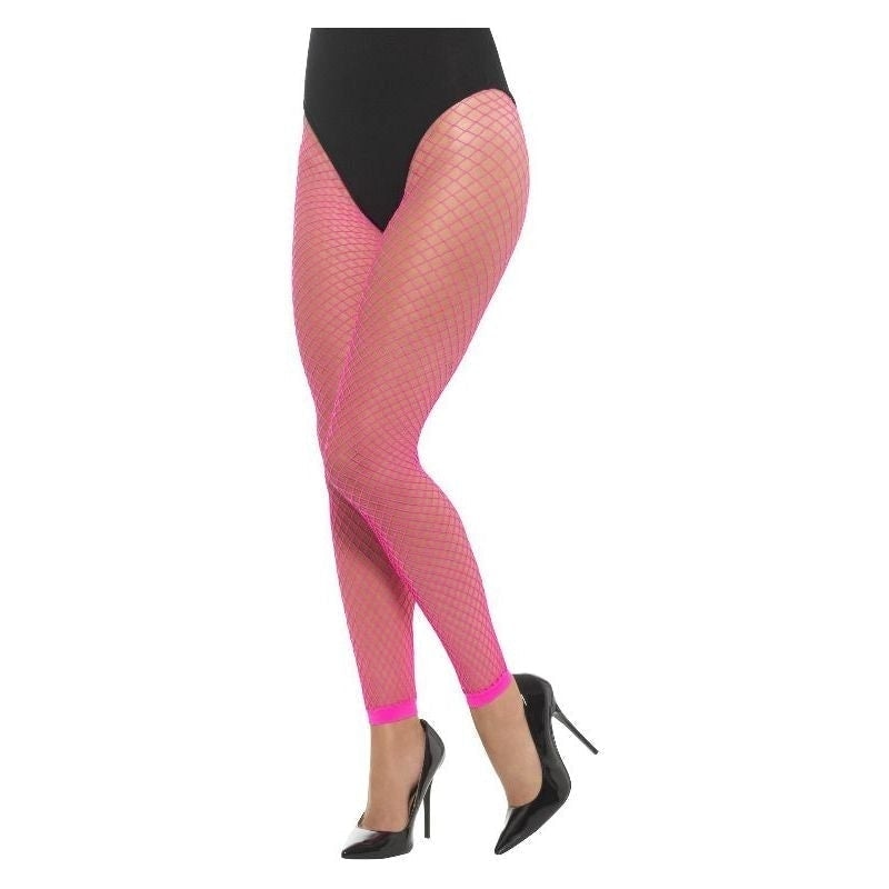 Footless Net Tights Adult Neon Pink 80s Costume Accessory 1