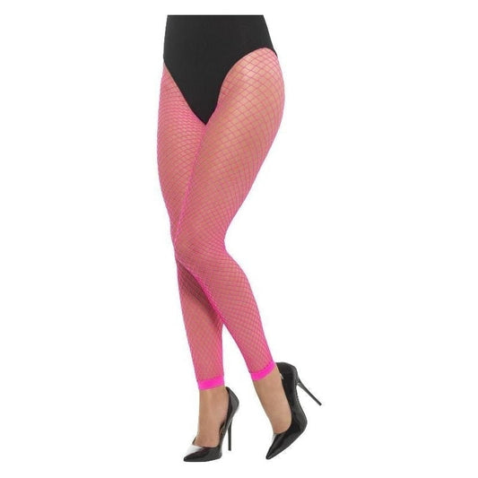 Footless Net Tights Adult Neon Pink 80s Costume Accessory 1