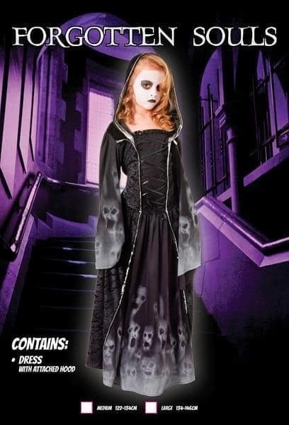 Forgotten Souls Childrens Costume Black Hooded Dress_2