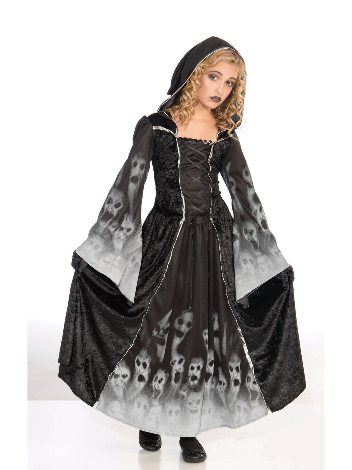 Forgotten Souls Childrens Costume Black Hooded Dress 1