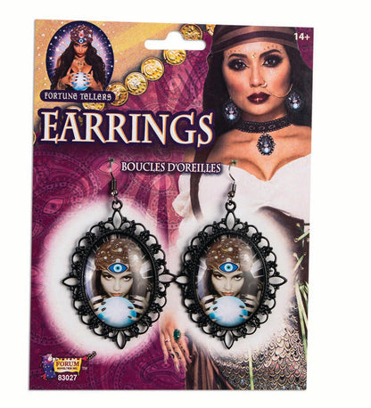 Fortune Teller Cameo Earrings Gypsy Crystal Ball Costume Jewelry 2