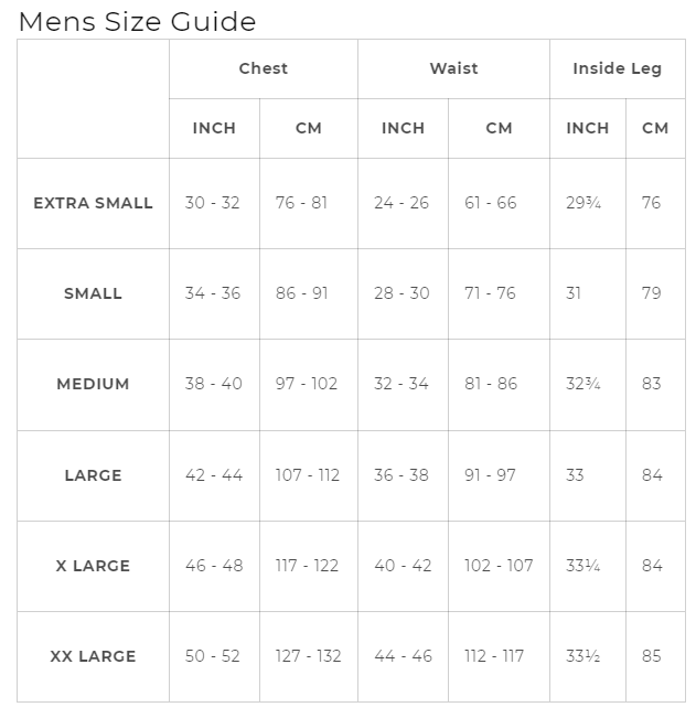 Size Chart Four Leaf Clover Specs Adult