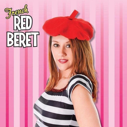 French Beret Red Hat Costume Accessory 2