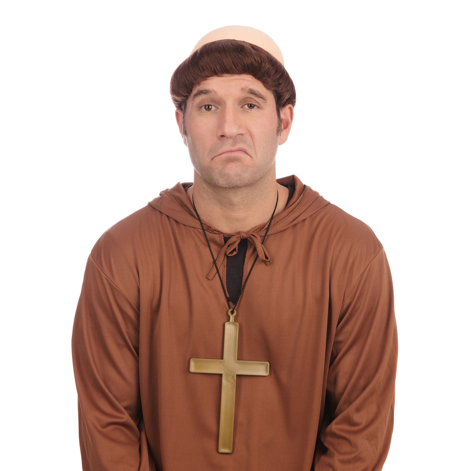Friar Tuck Bald Headpiece Monk Wig with Short Hair 2
