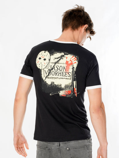Friday The 13th Life Ring Mask Reverse T Shirt 3