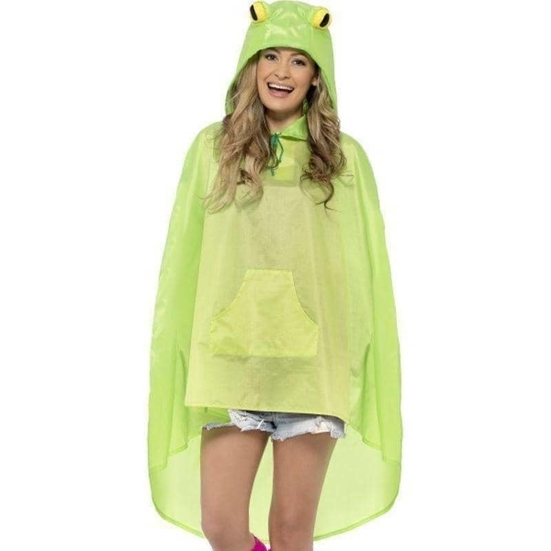 Frog Party Poncho Adult Green Festival Rain Wear 1