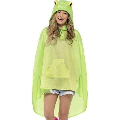 Frog Party Poncho Adult Green Festival Rain Wear 1