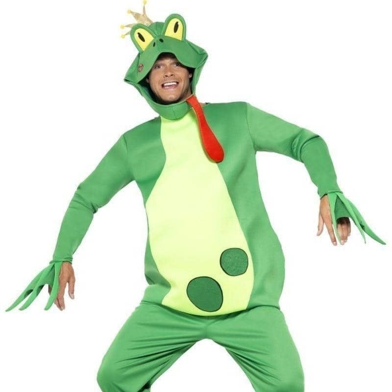 Frog Prince Costume Top With Attached Gloves Adult Green_1