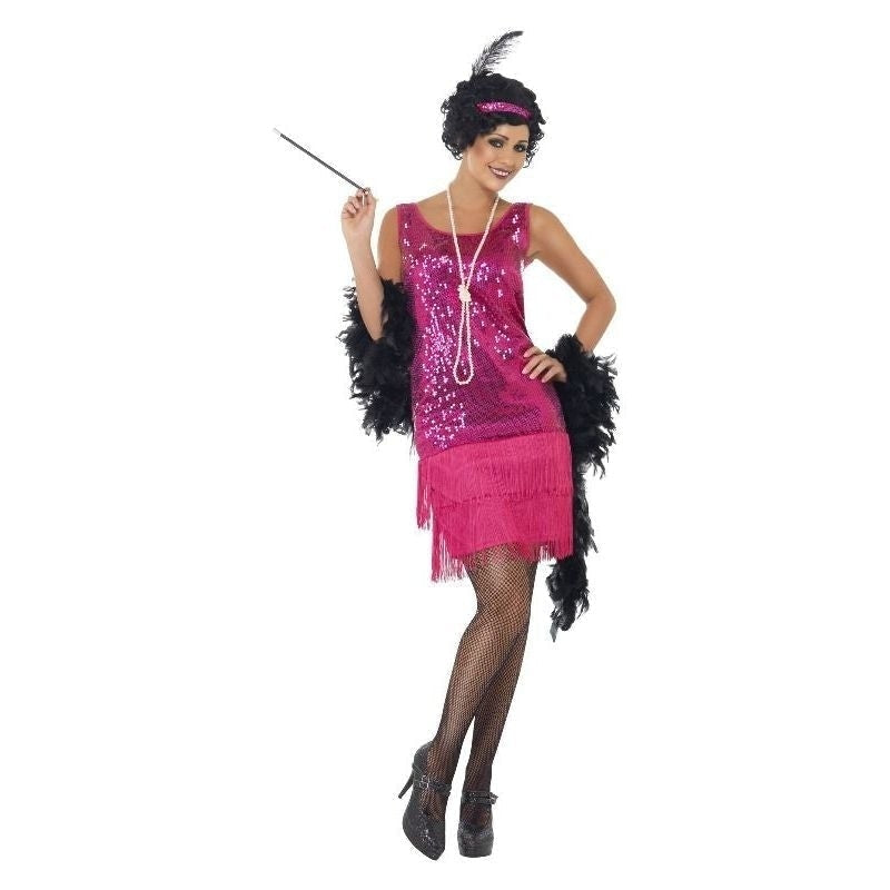 Funtime Flapper Costume Adult Roaring 20s Pink Dress 1