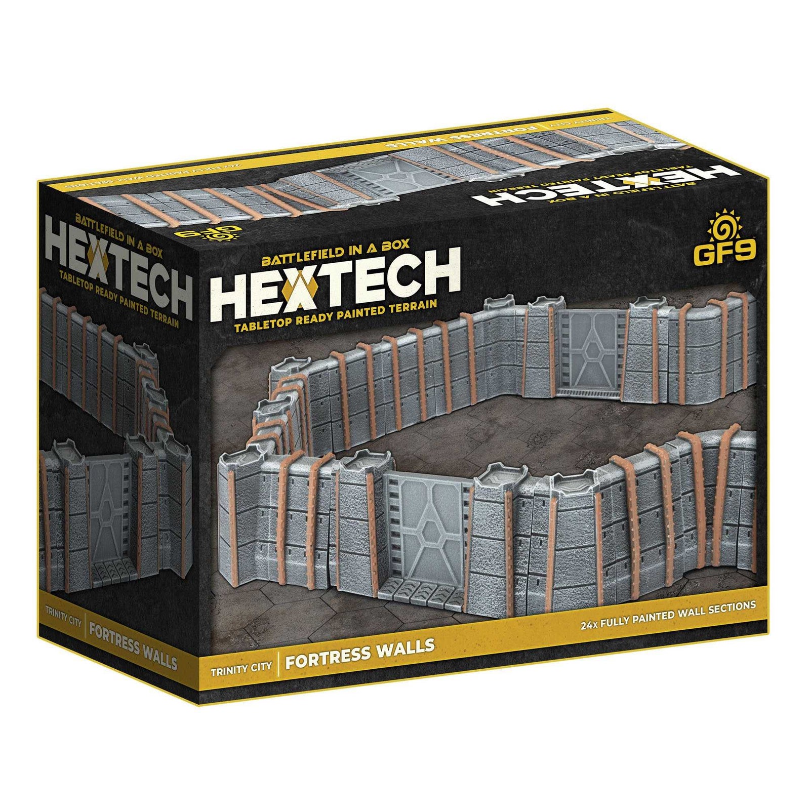 Hextech Tabletop Ready Painted Terrain: Trinity City Walls - Grey 1
