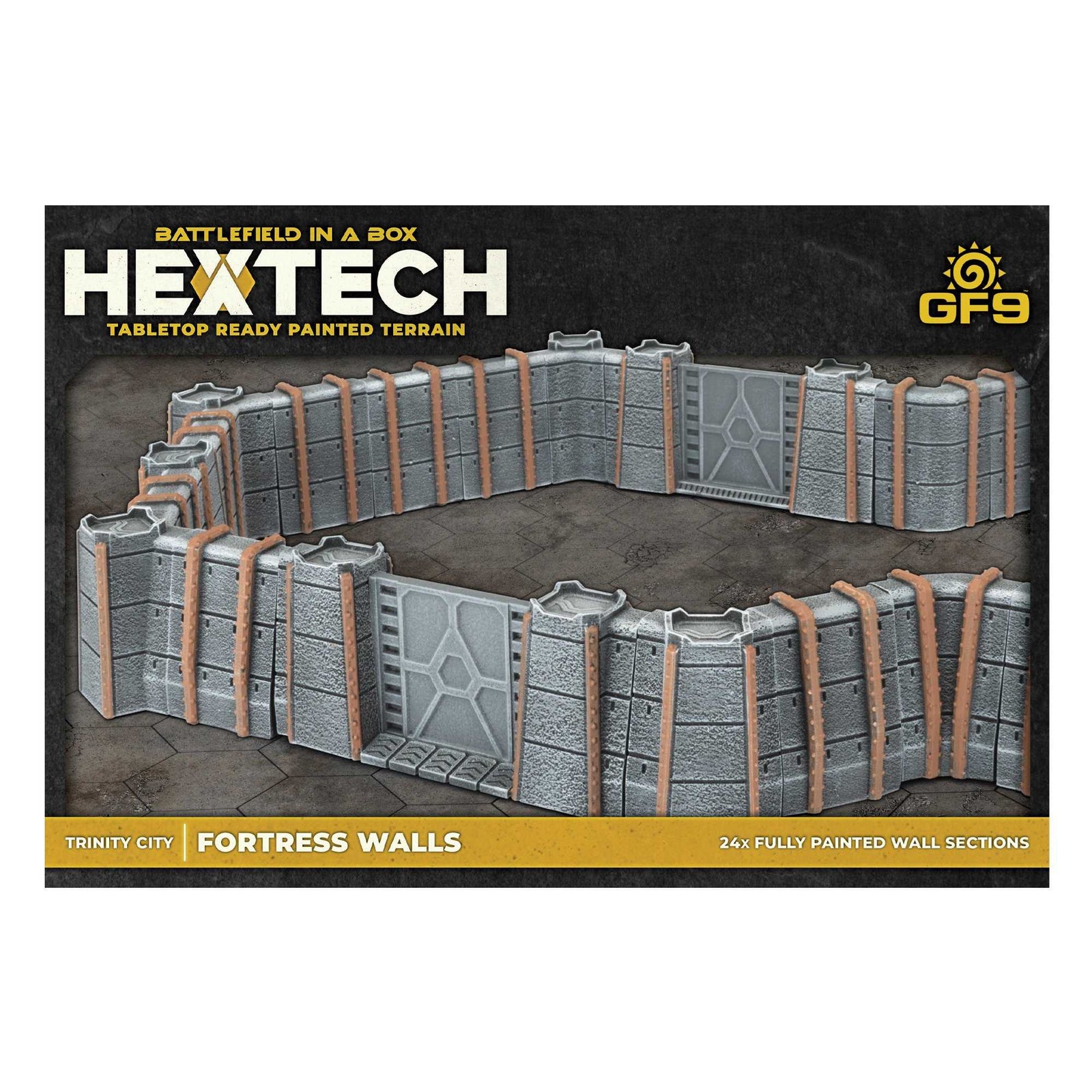 Hextech Tabletop Ready Painted Terrain: Trinity City Walls - Grey 2