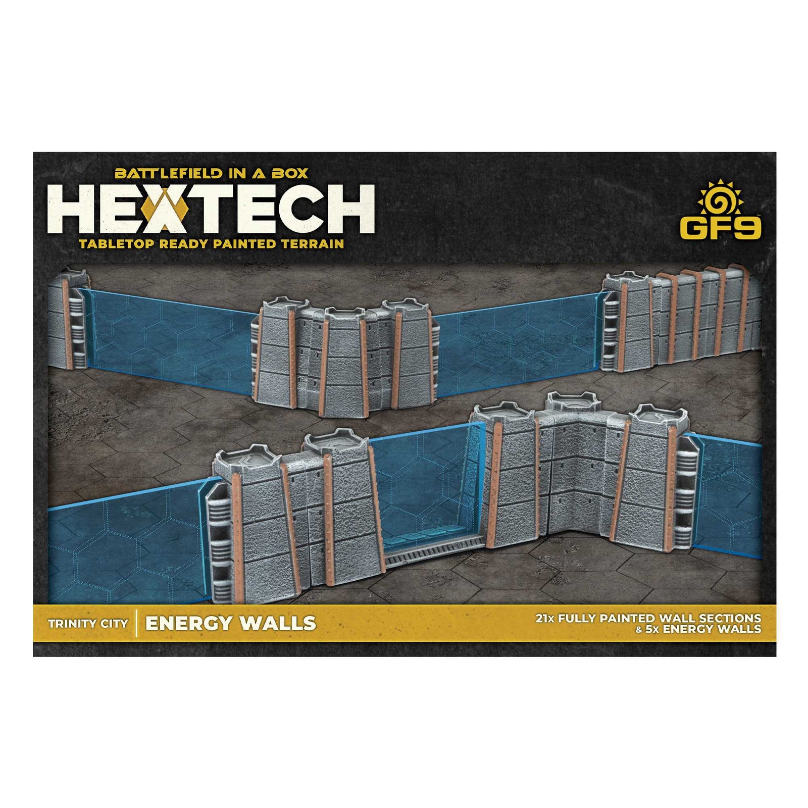 Tabletop Ready Painted Terrain: Trinity City Energy Walls - Grey/Blue 2
