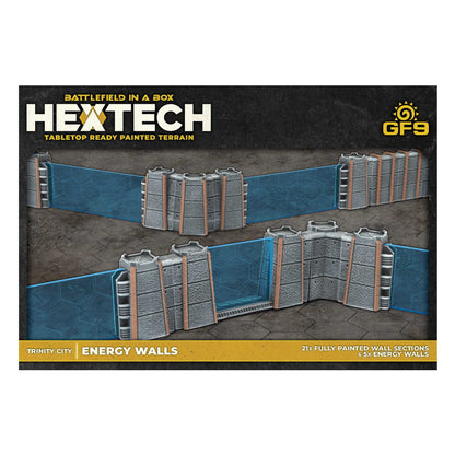 Tabletop Ready Painted Terrain: Trinity City Energy Walls - Grey/Blue 2