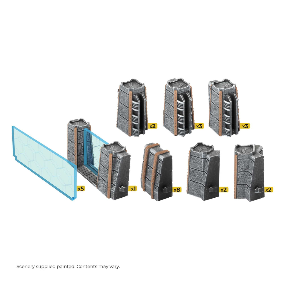 Tabletop Ready Painted Terrain: Trinity City Energy Walls - Grey/Blue 3