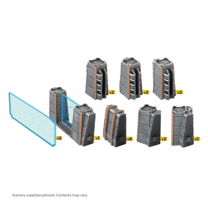 Tabletop Ready Painted Terrain: Trinity City Energy Walls - Grey/Blue 3
