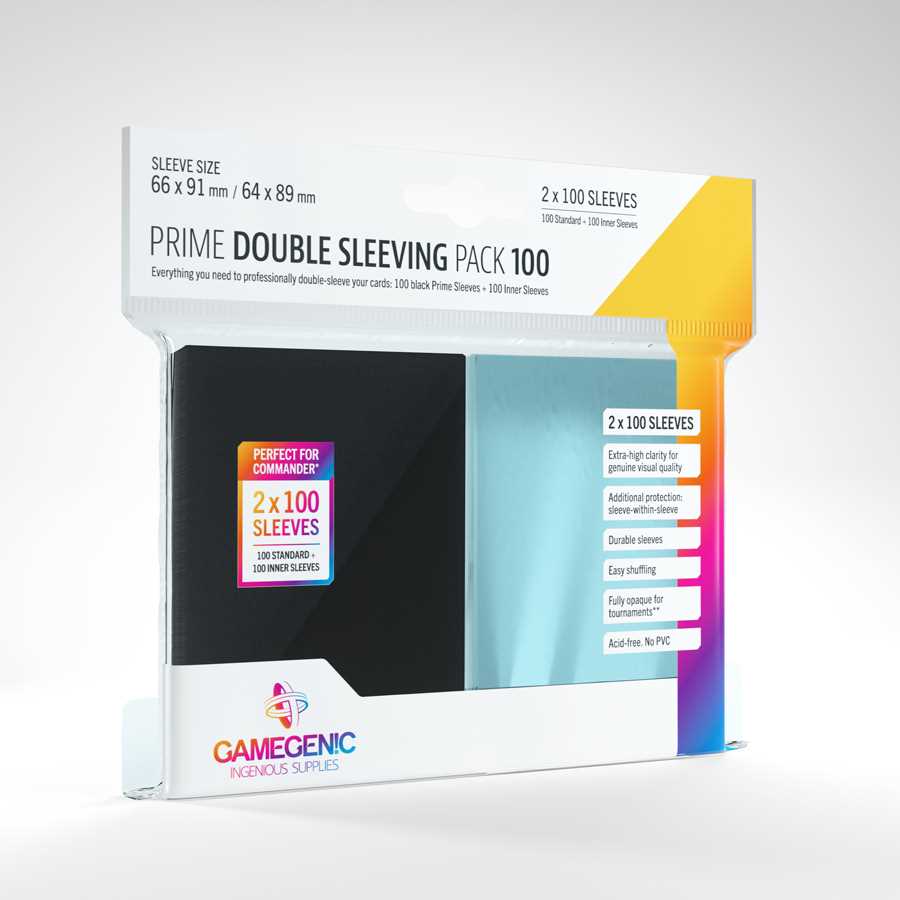 Prime Double Sleeving Pack 100 - Clear & Black (2 x 100ct.) 1