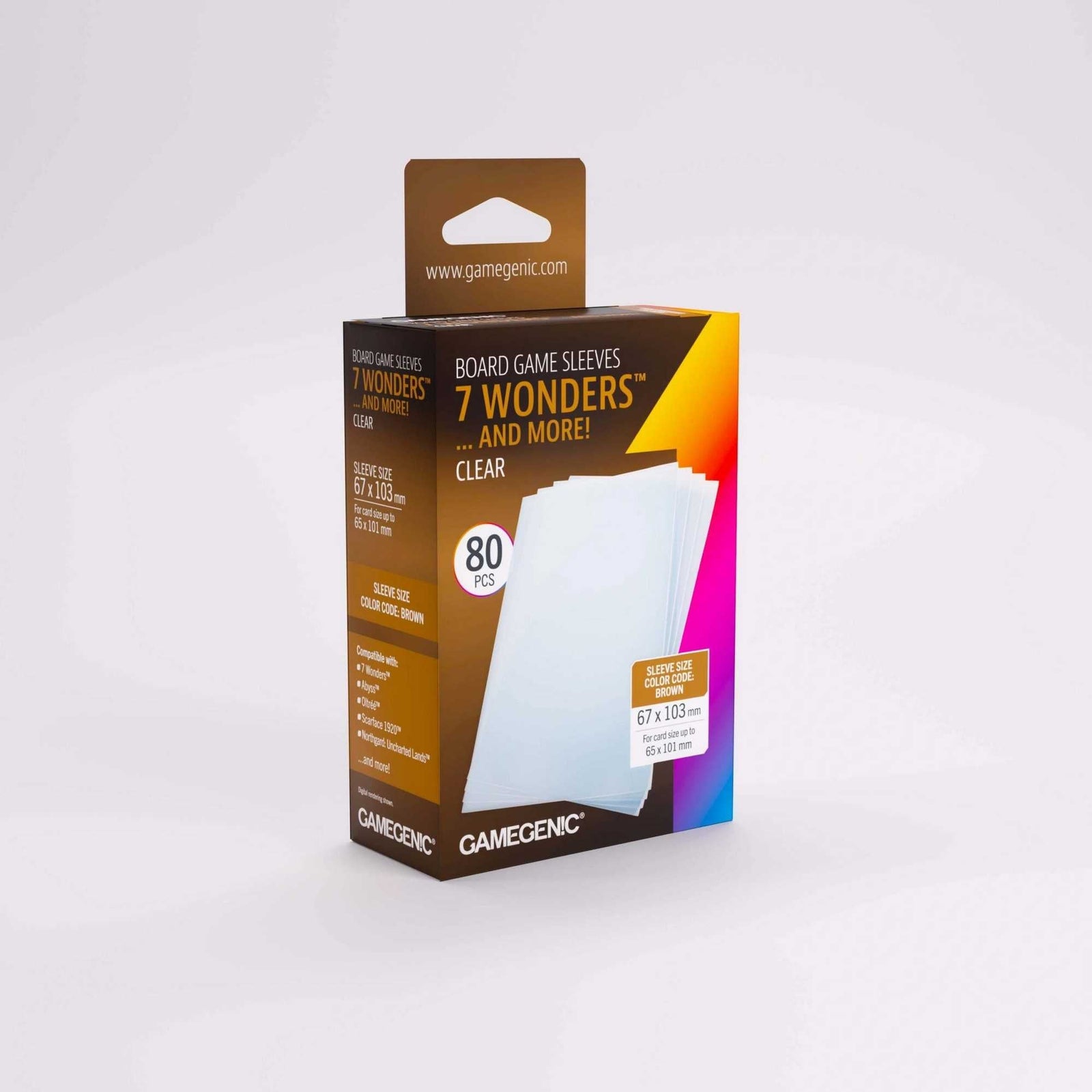 Gamegenic Board Game Sleeves 7 Wonders Clear 67 x 103 mm Board Game Accessory