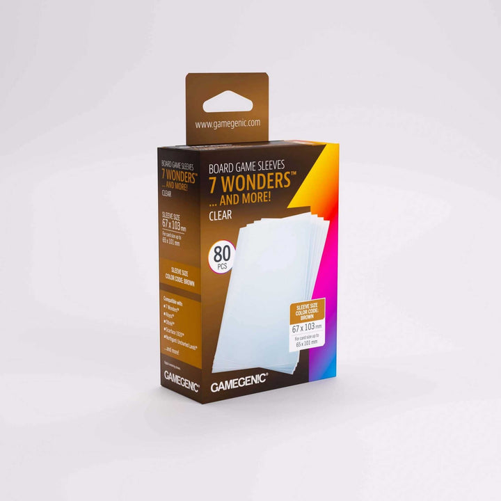 Gamegenic Board Game Sleeves 7 Wonders Clear 67 x 103 mm Board Game Accessory