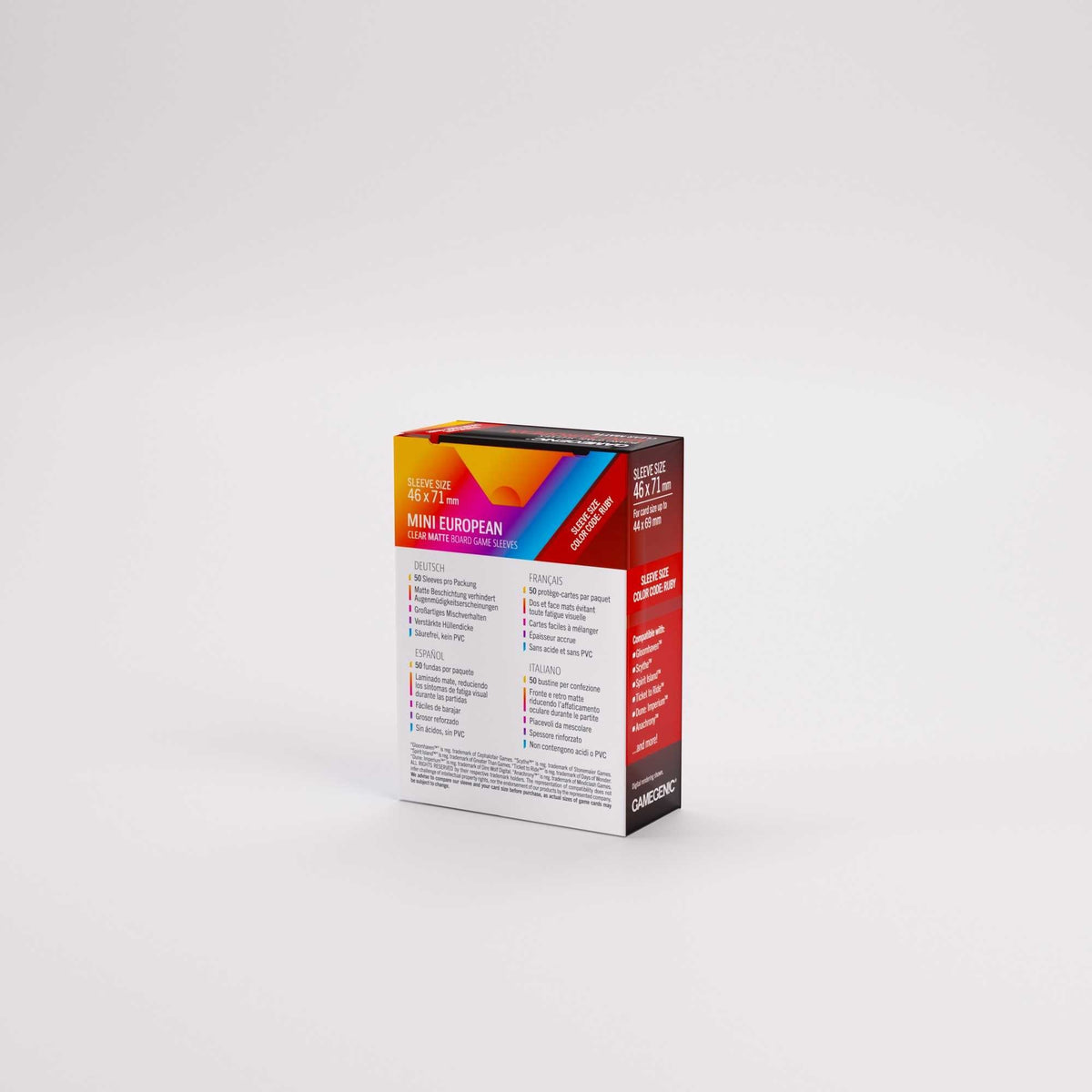 UNIT Gamegenic Board Game Sleeves Mini European Clear Matte 50 ct Gaming Accessory 5