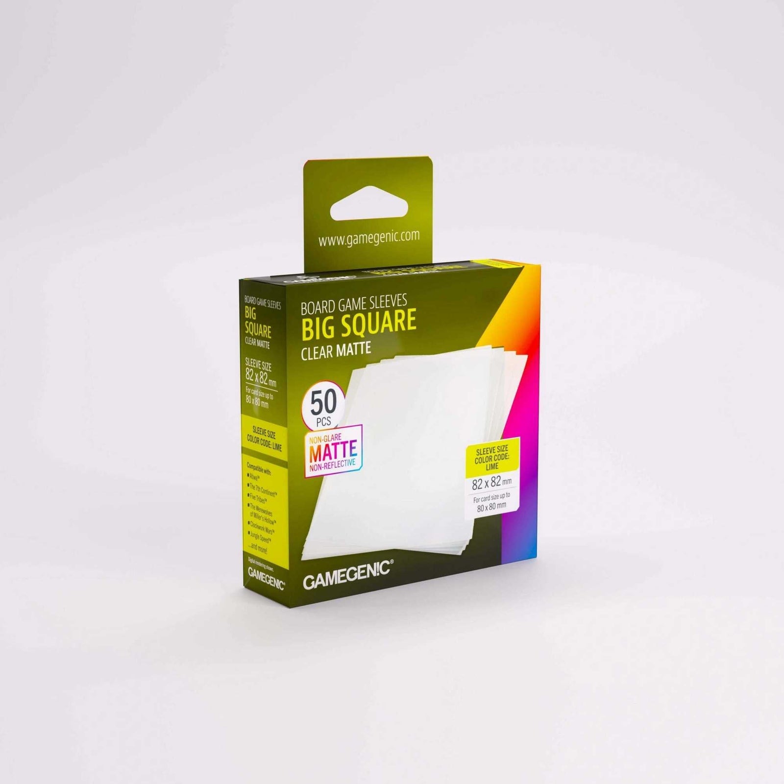 Gamegenic Board Game Sleeves Big Square Clear Matte 82 x 82 mm Board Game Accessory