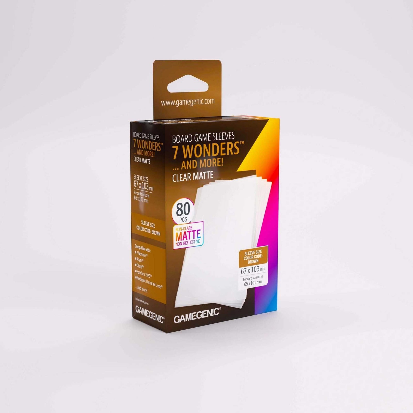 Gamegenic Board Game Sleeves 7 Wonders Clear Matte 67 x 103 mm Board Game Accessory