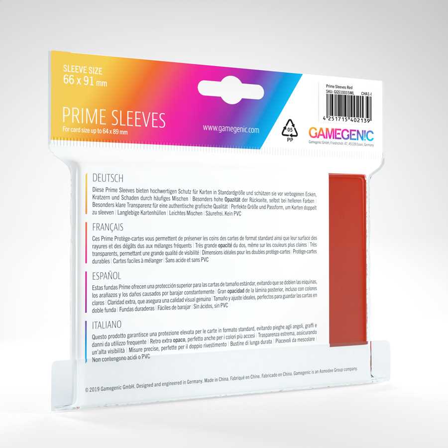 Prime Sleeves Red 100 Card Sleeve by Gamegenic 2