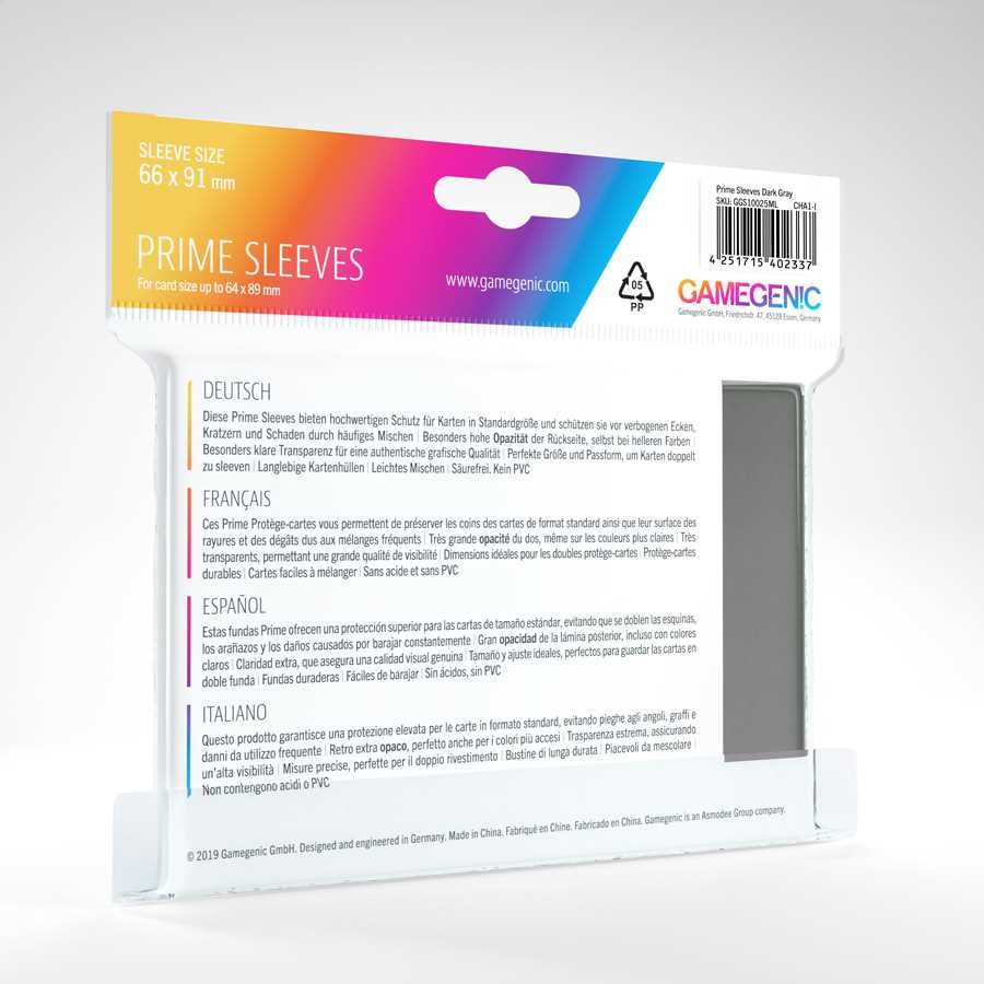 Prime Sleeves Gray 100 Card Sleeve by Gamegenic 2