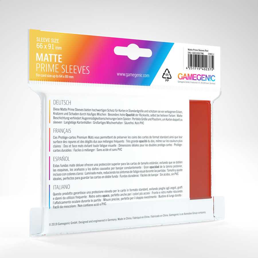 UNIT Gamegenic Matte Prime Sleeves Red 100 ct Gaming Accessory 2