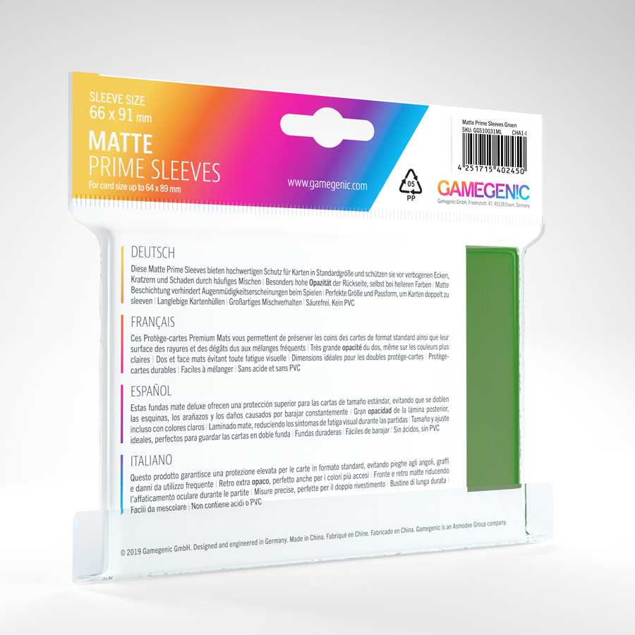 Matte Prime Sleeves Green 100 Card Sleeve by Gamegenic 2