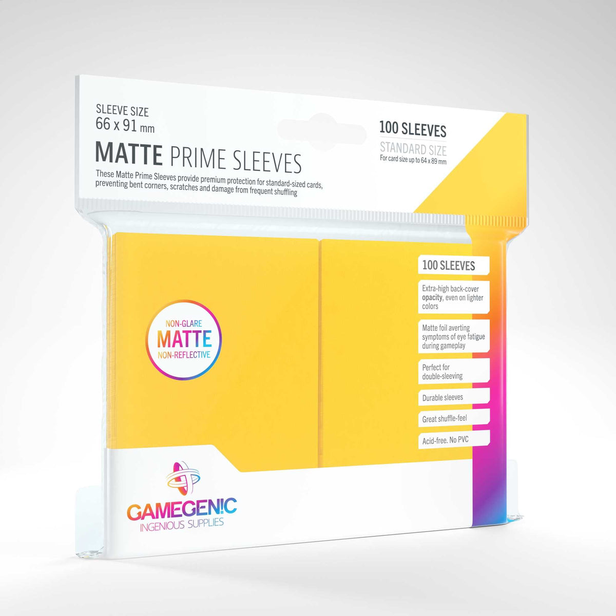 UNIT Gamegenic Matte Prime Sleeves Yellow 100 ct Gaming Accessory 1